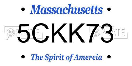 5CKK73 Massachusetts License Plate