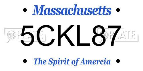 5CKL87 Massachusetts License Plate