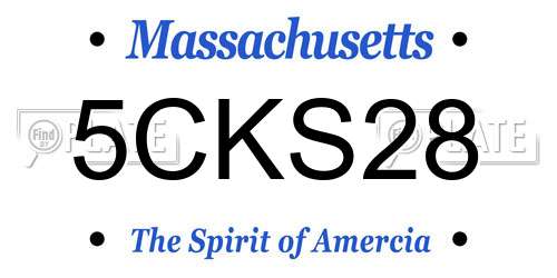 5CKS28 Massachusetts License Plate