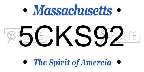5CKS92 Massachusetts License Plate