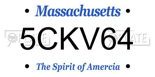 5CKV64 Massachusetts License Plate