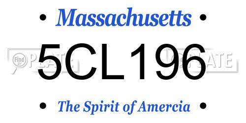 5CL196 Massachusetts License Plate