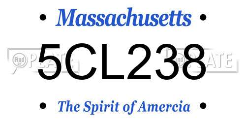5CL238 Massachusetts License Plate
