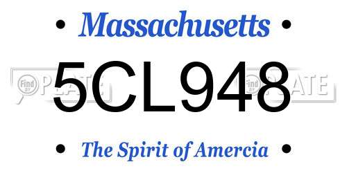 5CL948 Massachusetts License Plate