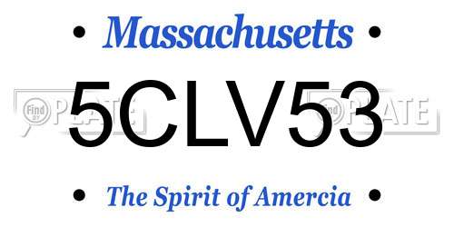 5CLV53 Massachusetts License Plate