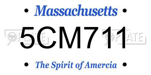 5CM711 Massachusetts License Plate