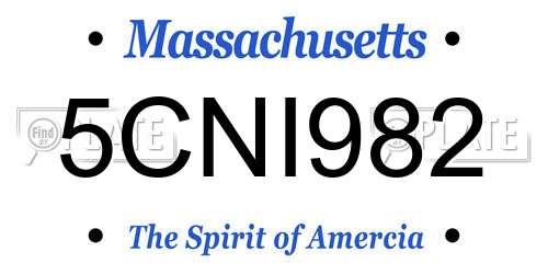 5CNI982 Massachusetts License Plate