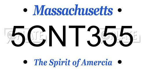 5CNT355 Massachusetts License Plate