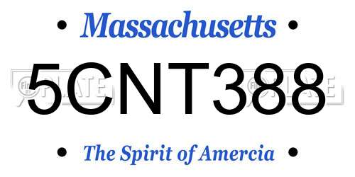 5CNT388 Massachusetts License Plate