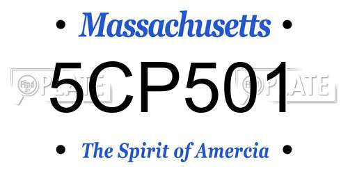 5CP501 Massachusetts License Plate
