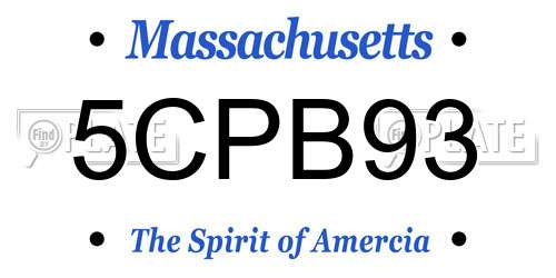 5CPB93 Massachusetts License Plate
