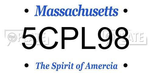 5CPL98 Massachusetts License Plate