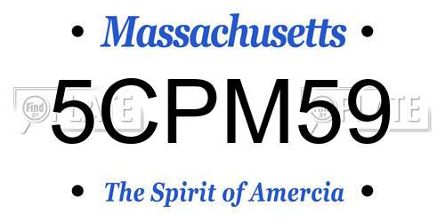 5CPM59 Massachusetts License Plate