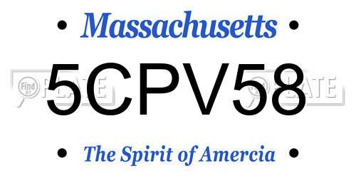 5CPV58 Massachusetts License Plate
