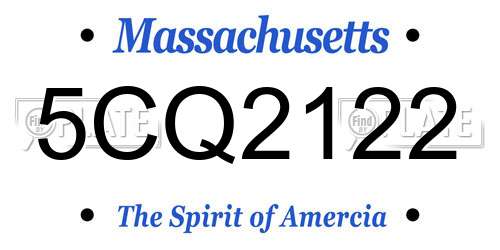 5CQ2122 Massachusetts License Plate