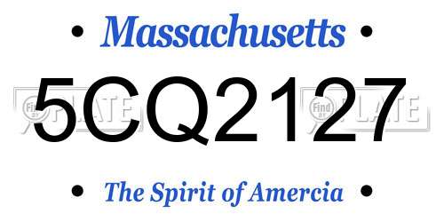 5CQ2127 Massachusetts License Plate