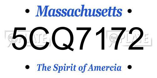 5CQ7172 Massachusetts License Plate