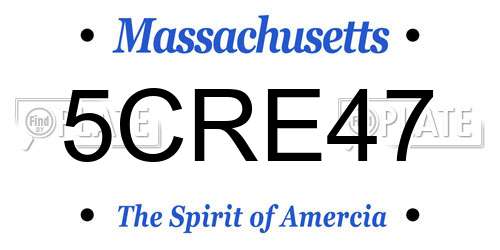 5CRE47 Massachusetts License Plate