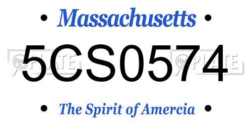 5CS0574 Massachusetts License Plate