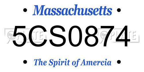 5CS0874 Massachusetts License Plate