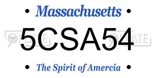 5CSA54 Massachusetts License Plate