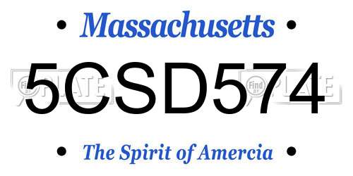 5CSD574 Massachusetts License Plate