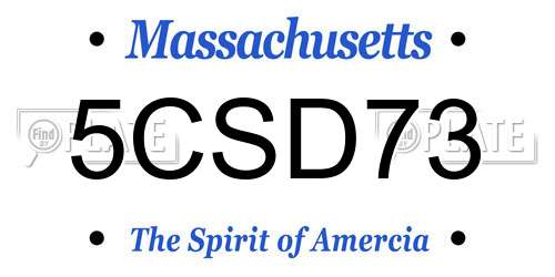5CSD73 Massachusetts License Plate