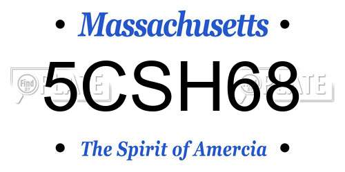 5CSH68 Massachusetts License Plate
