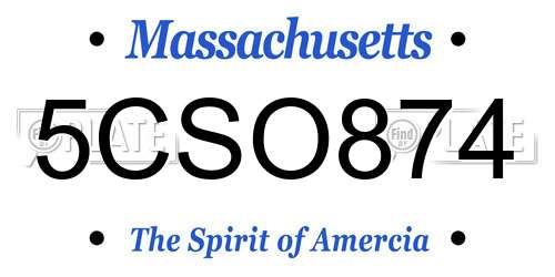 5CSO874 Massachusetts License Plate