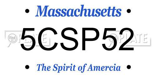 5CSP52 Massachusetts License Plate