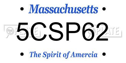 5CSP62 Massachusetts License Plate
