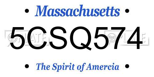 5CSQ574 Massachusetts License Plate