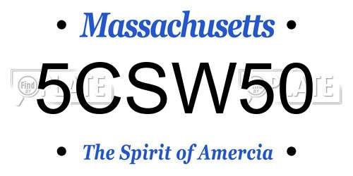 5CSW50 Massachusetts License Plate
