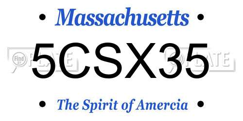 5CSX35 Massachusetts License Plate