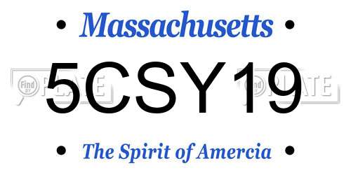 5CSY19 Massachusetts License Plate