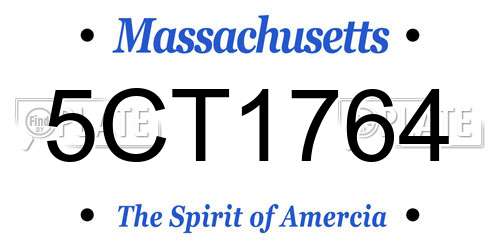 5CT1764 Massachusetts License Plate