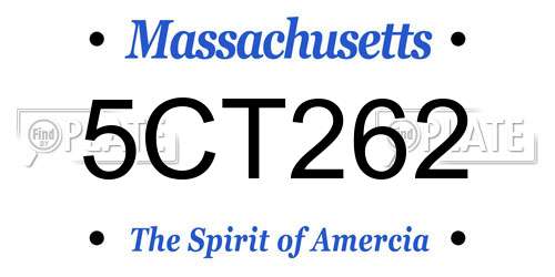 5CT262 Massachusetts License Plate