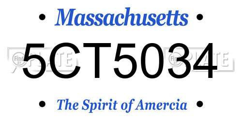 5CT5034 Massachusetts License Plate
