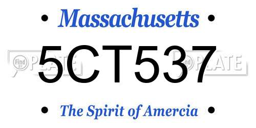 5CT537 Massachusetts License Plate