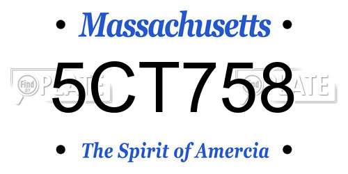 5CT758 Massachusetts License Plate