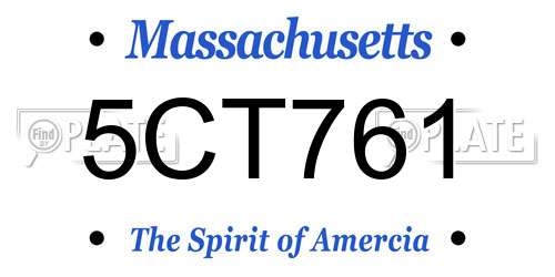 5CT761 Massachusetts License Plate