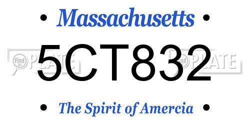 5CT832 Massachusetts License Plate