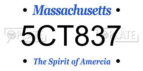 5CT837 Massachusetts License Plate