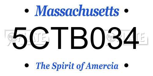 5CTB034 Massachusetts License Plate