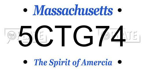 5CTG74 Massachusetts License Plate
