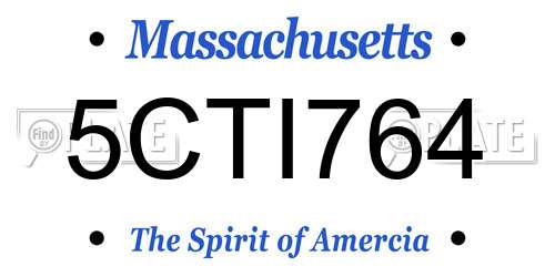 5CTI764 Massachusetts License Plate