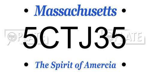 5CTJ35 Massachusetts License Plate