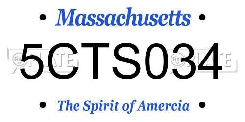 5CTS034 Massachusetts License Plate