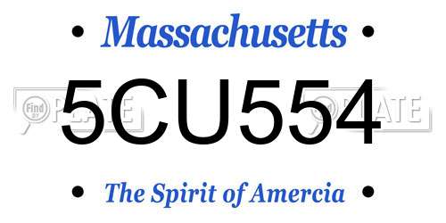 5CU554 Massachusetts License Plate