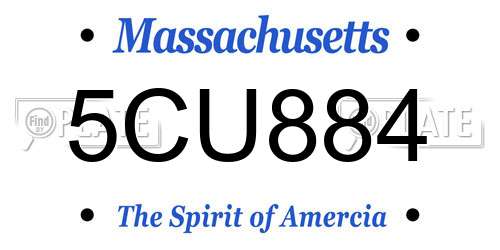 5CU884 Massachusetts License Plate